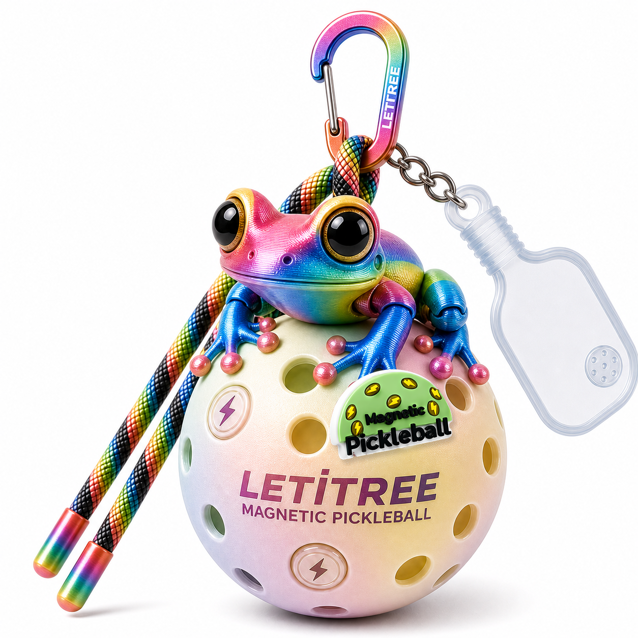 LETiTREE Magnetic Pickleball Keychain - Big Eye Frog Random Color (BEF015)
