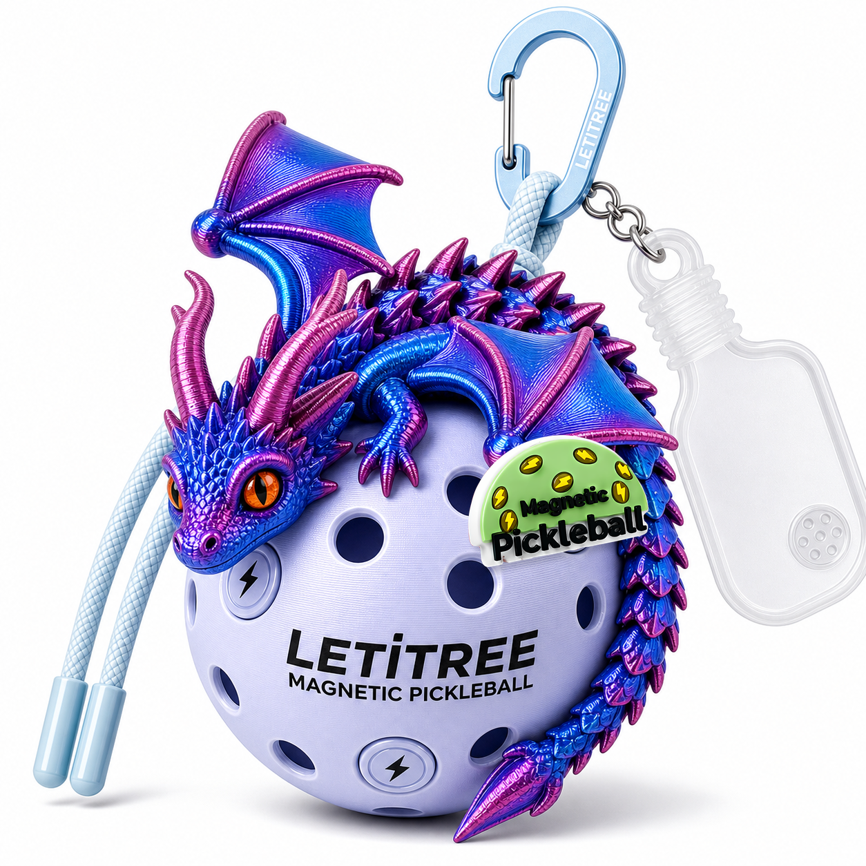 LETiTREE Magnetic Pickleball Keychain - Double Horn Dragon Red Blue (DHD003)