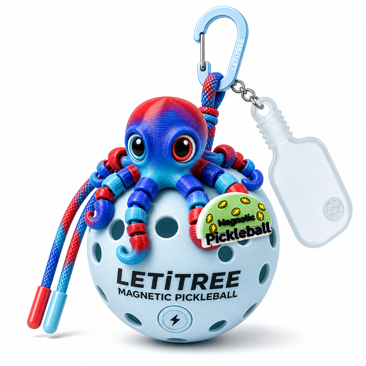 LETiTREE Magnetic Pickleball Keychain - Big Eye Octopus Variant 04 (EYO004)