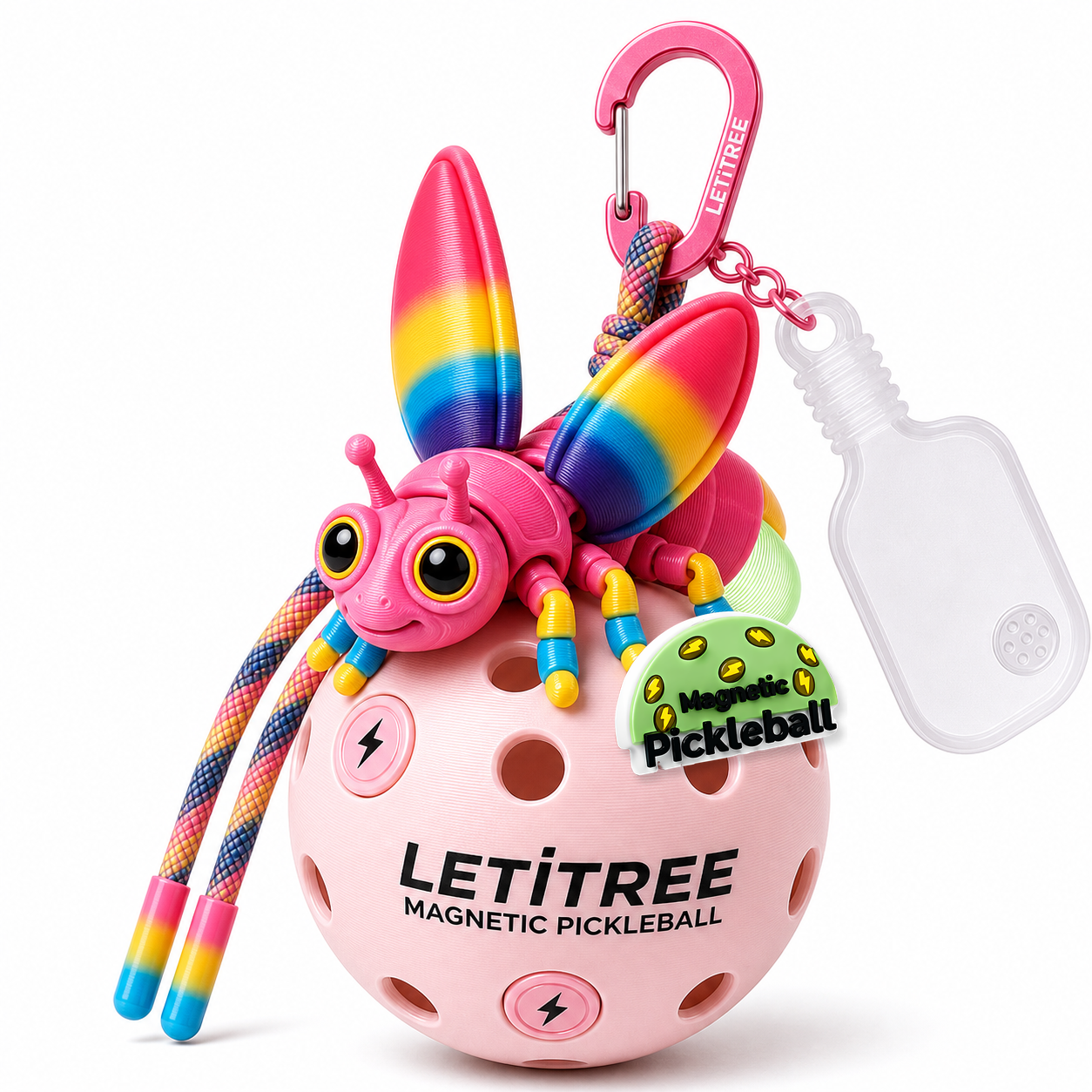 LETiTREE Magnetic Pickleball Keychain - Glow Firefly 10Cm 06 (FFL006)