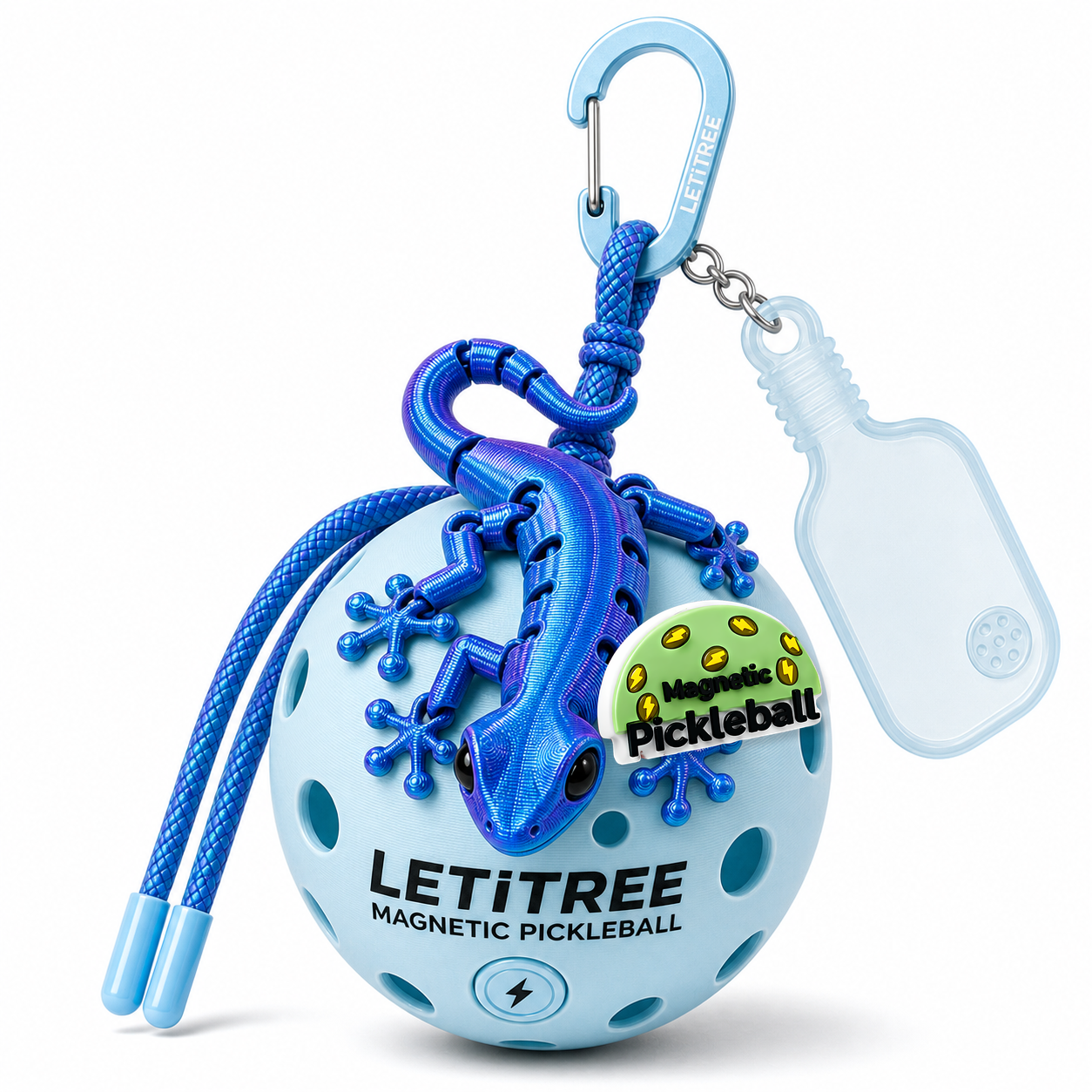 LETiTREE Magnetic Pickleball Keychain - Wall Gecko Variant 09 (GKO009)