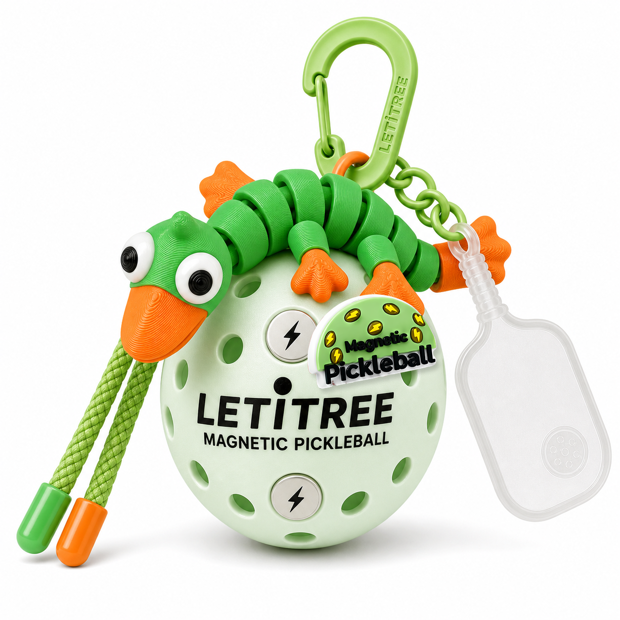 LETiTREE Magnetic Pickleball Keychain - Big Eye Goose Frog Green (GOO015)