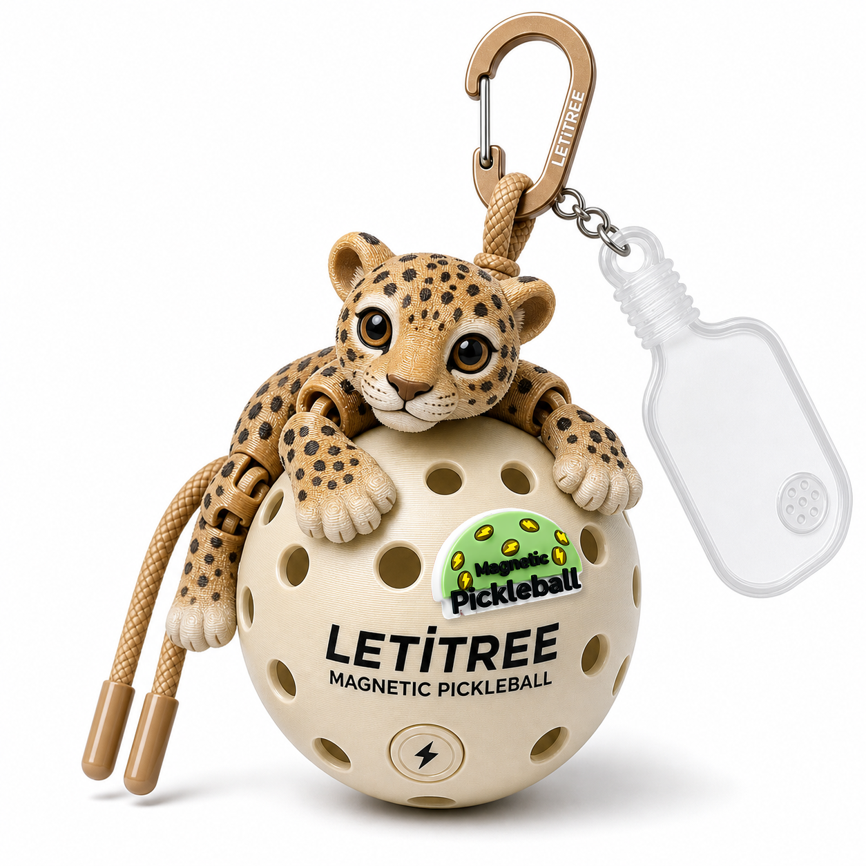 LETiTREE Magnetic Pickleball Keychain - Leopard Snow Leopard Variant 02 (LPD002)
