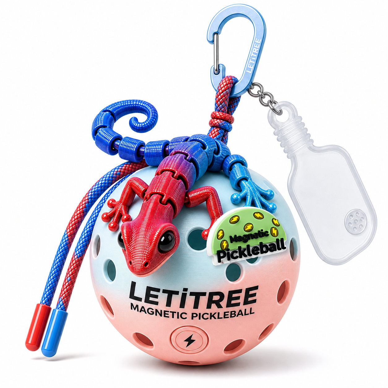 LETiTREE Magnetic Pickleball Keychain - Cute Lizard Keychain Variant 09 (LZD009)