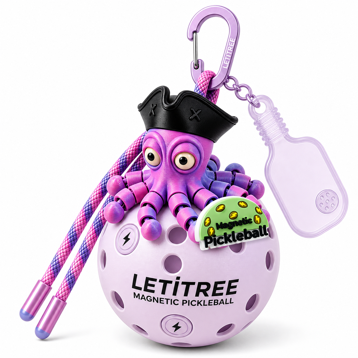 LETiTREE Magnetic Pickleball Keychain - Pirate Octopus Chief Mate La La Land V1 (PO005)