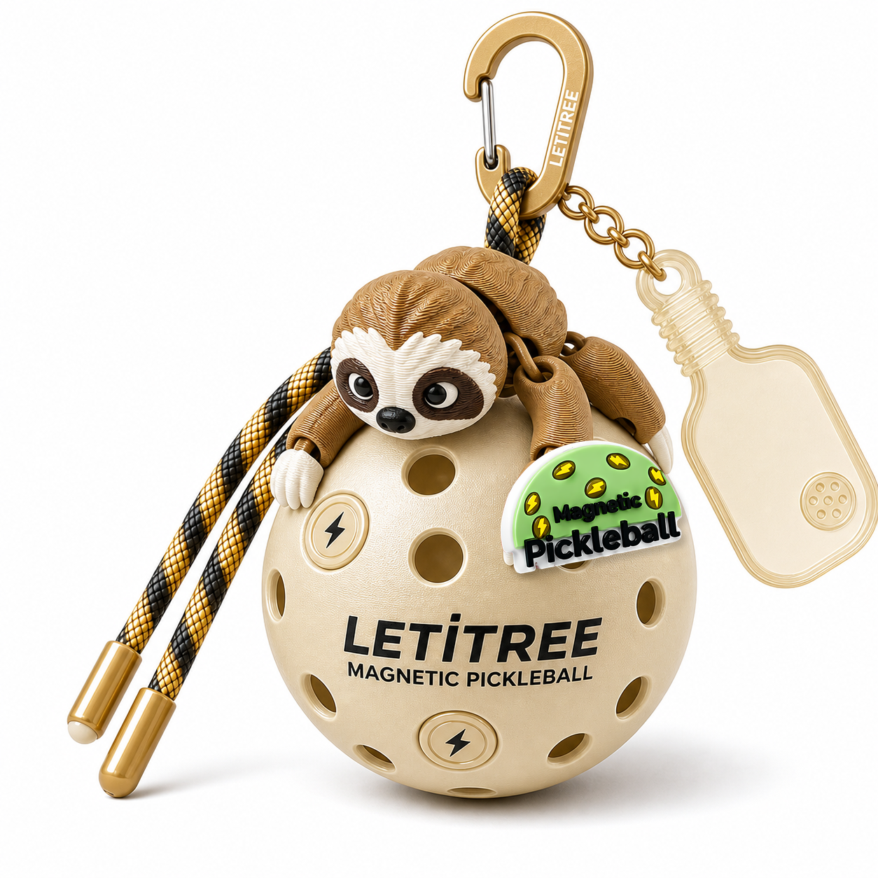 LETiTREE Magnetic Pickleball Keychain - Sloth Light Brown V1 (SLO001)