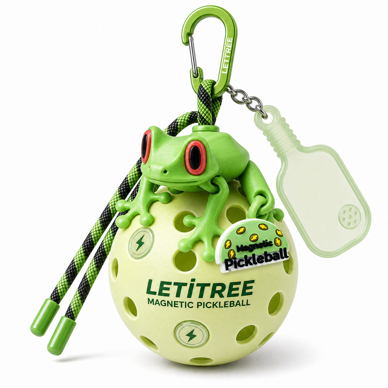 LETiTREE Magnetic Pickleball Keychain - Tree Frog Pure Green (TRF017)
