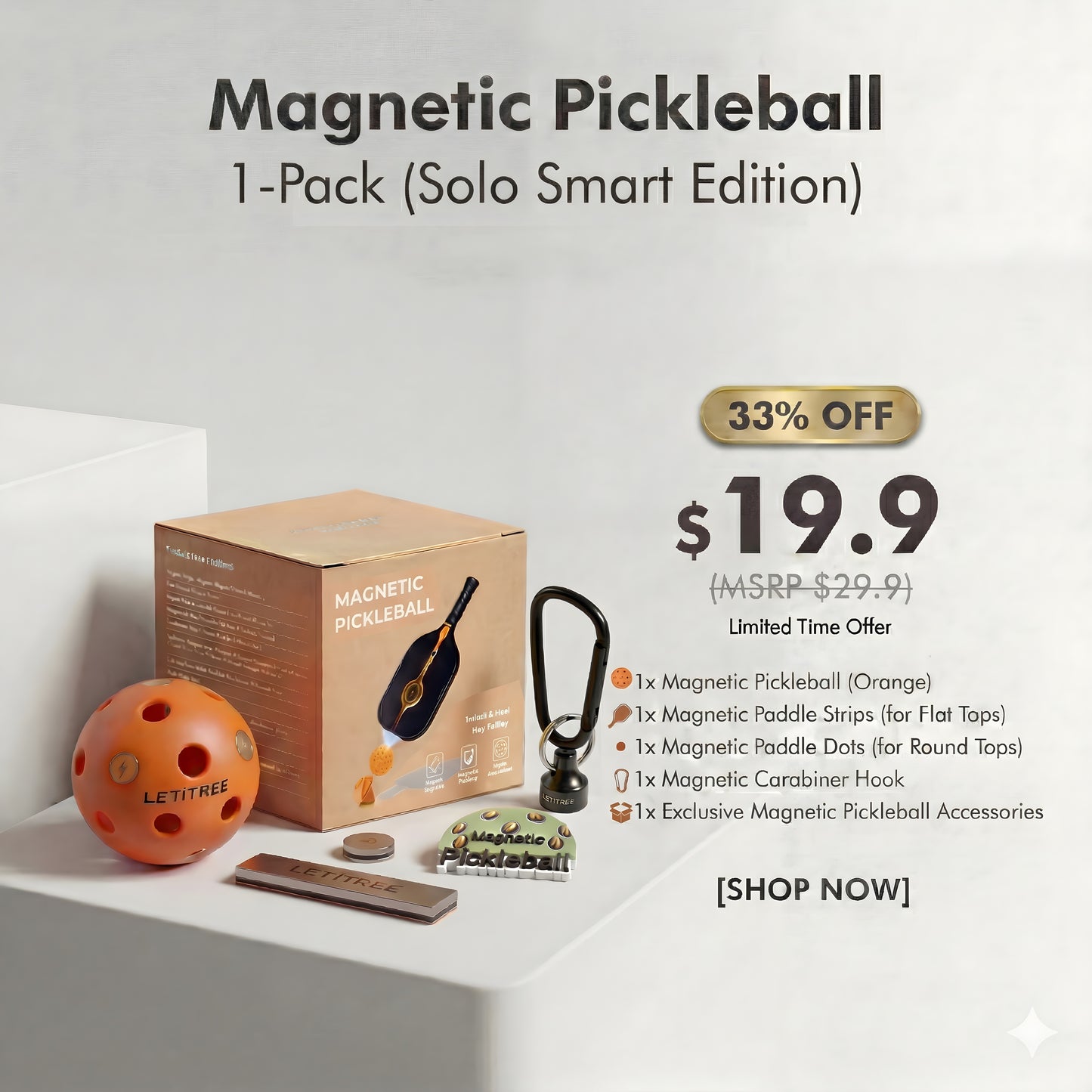 Magnetic Pickleball Conversion Kit 1-Pack(Solo Smart Edition - Yellow)