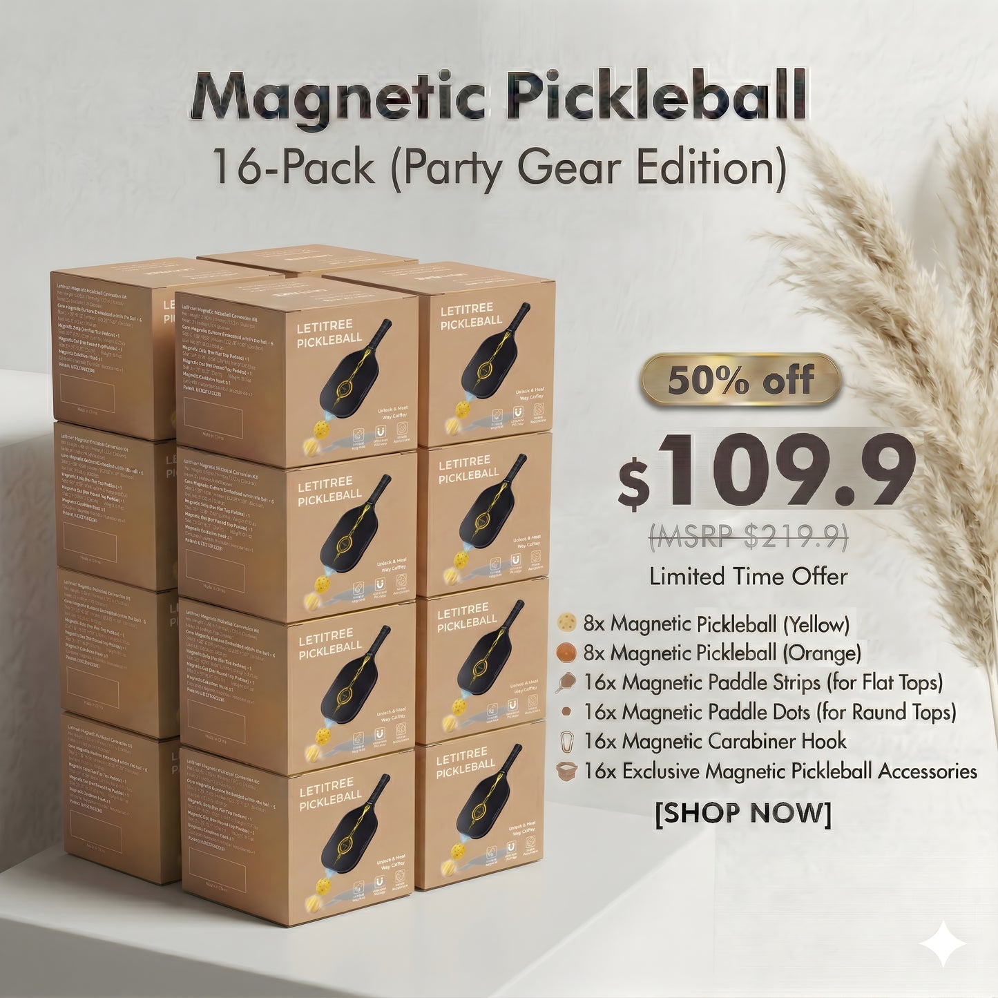 Magnetic Pickleball Conversion Kit 1-Pack(Solo Smart Edition - Yellow)