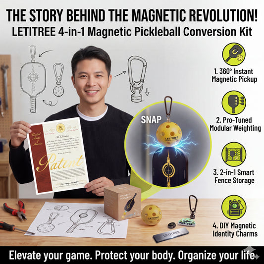 The Story Behind the Revolution! ️LETITREE Magnetic Pickleball Conversion Kit 4-in-1｜No-Bend Pickup · Swing Weight Tuning · Fence Storage · DIY Charms｜Lazy Tool, Court Prank, Viral Video, Birthday Gift