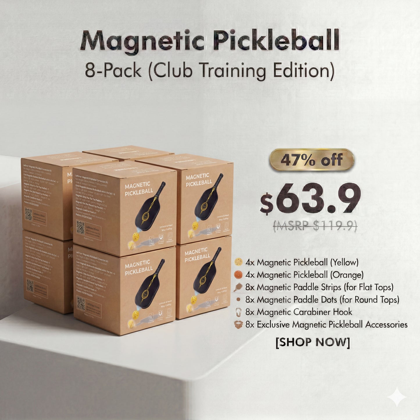 Play Longer, Bend Less!  ILETITREE Magnetic Pickleball Conversion Kit 4-in-1｜No-Bend Pickup · Swing Weight Tuning · Fence Storage · DIY Charms｜Lazy Tool, Court Prank, Viral Video, Birthday Gift