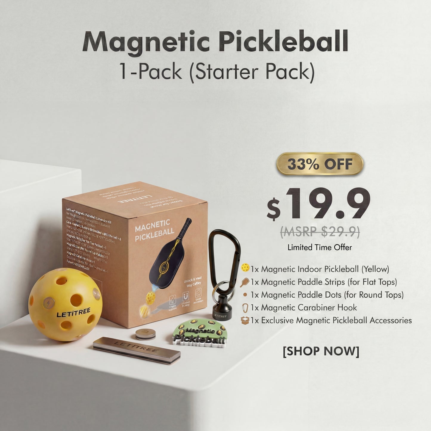Magnetic Pickleball Conversion Kit 1-Pack(Solo Smart Edition - Yellow)