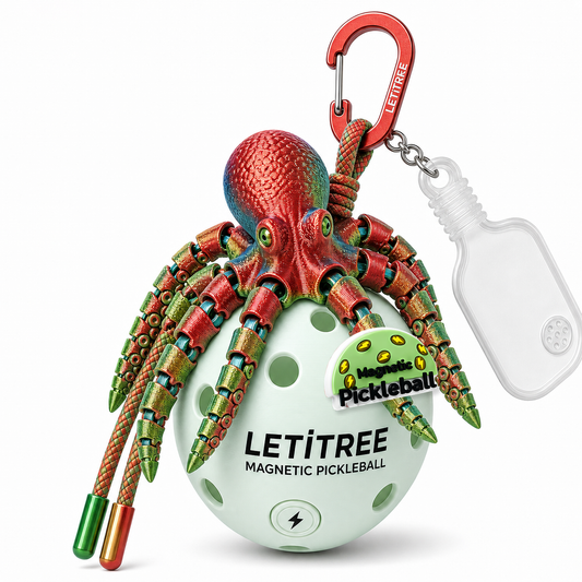 LETiTREE Magnetic Pickleball Keychain - Articulated Octopus Silk Red Green (AOC003)