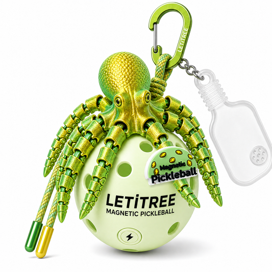 LETiTREE Magnetic Pickleball Keychain - Articulated Octopus Silk Yellow Green (AOC007)