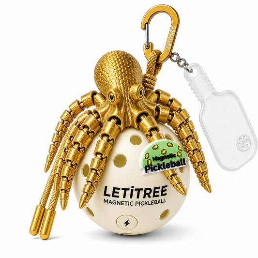 LETiTREE Magnetic Pickleball Keychain - Articulated Octopus Silk Gold (AOC008)