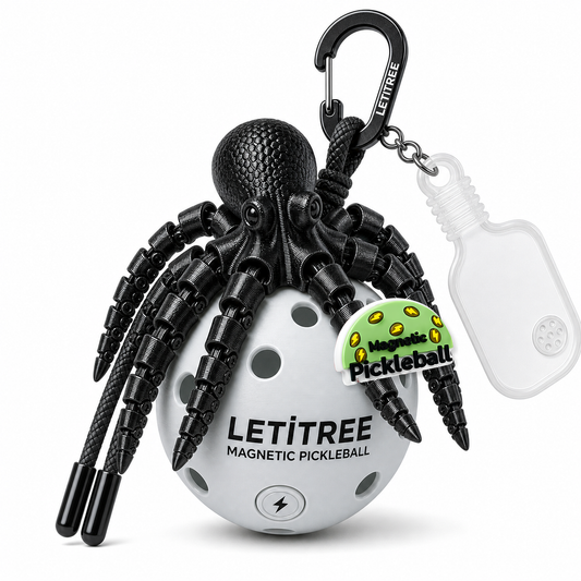 LETiTREE Magnetic Pickleball Keychain - Articulated Octopus Silk Black (AOC009)