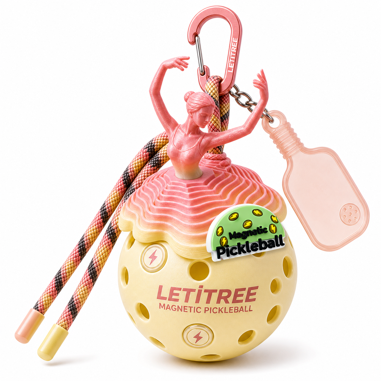 LETiTREE Magnetic Pickleball Keychain - Ballet Dancer Rainbow (BAL001)