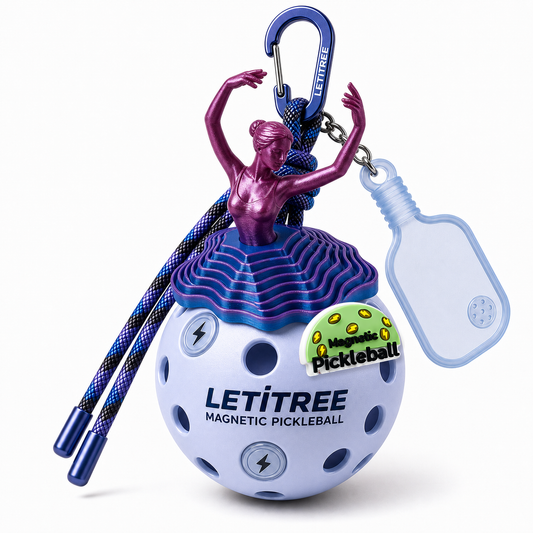 LETiTREE Magnetic Pickleball Keychain - Ballet Dancer Red Blue (BAL002)