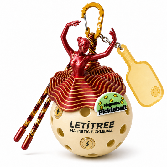 LETiTREE Magnetic Pickleball Keychain - Ballet Dancer Red Gold (BAL003)