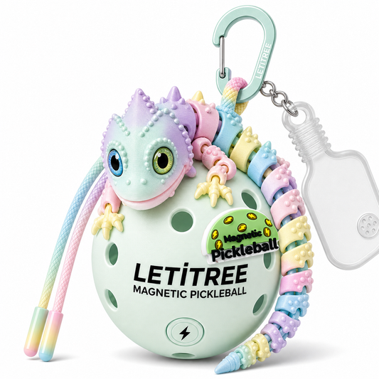 LETiTREE Magnetic Pickleball Keychain - Big Eye Lizard Dragon Rainbow (BDL006)