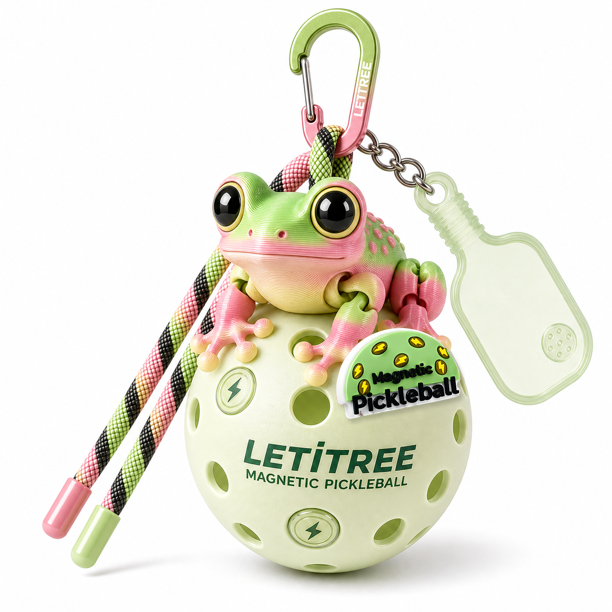 LETiTREE Magnetic Pickleball Keychain - Big Eye Frog Spring Gradient (BEF002)