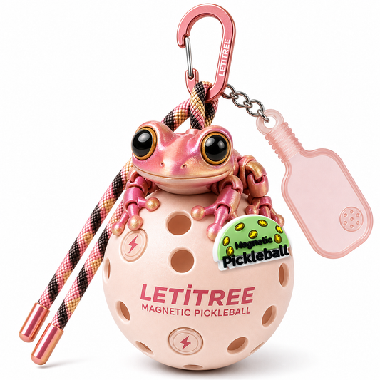 LETiTREE Magnetic Pickleball Keychain - Big Eye Frog Pink Gold (BEF004)