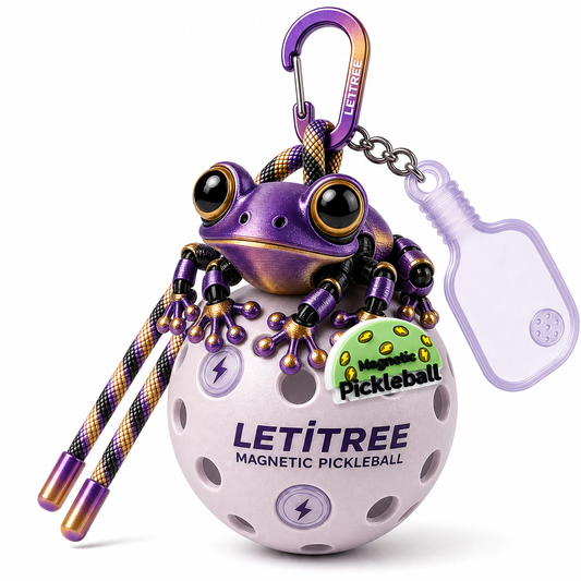 LETiTREE Magnetic Pickleball Keychain - Big Eye Frog Purple Gold Black (BEF005)