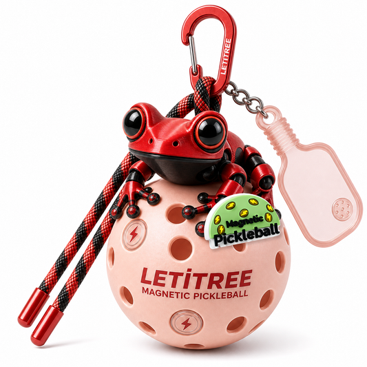 LETiTREE Magnetic Pickleball Keychain - Big Eye Frog Red Black (BEF009)