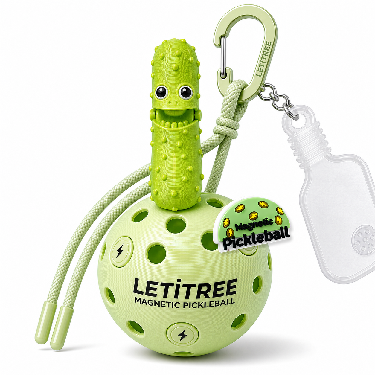 LETiTREE Magnetic Pickleball Keychain - Cucumber Man Small Cucumber (CCM001)