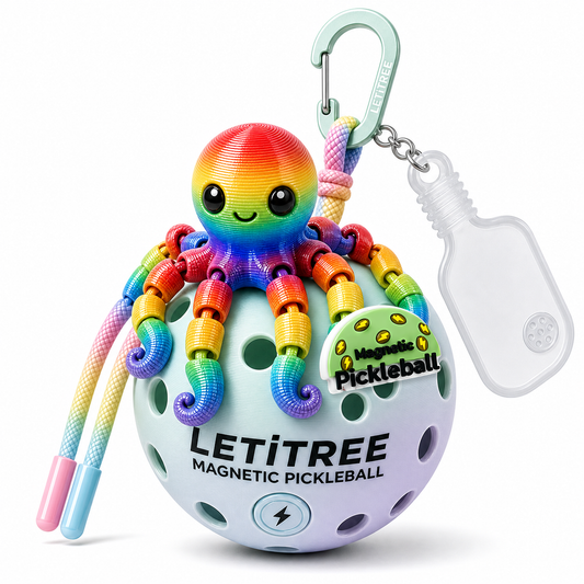 LETiTREE Magnetic Pickleball Keychain - Cute Octopus Keychain Multi Rainbow (COK002)