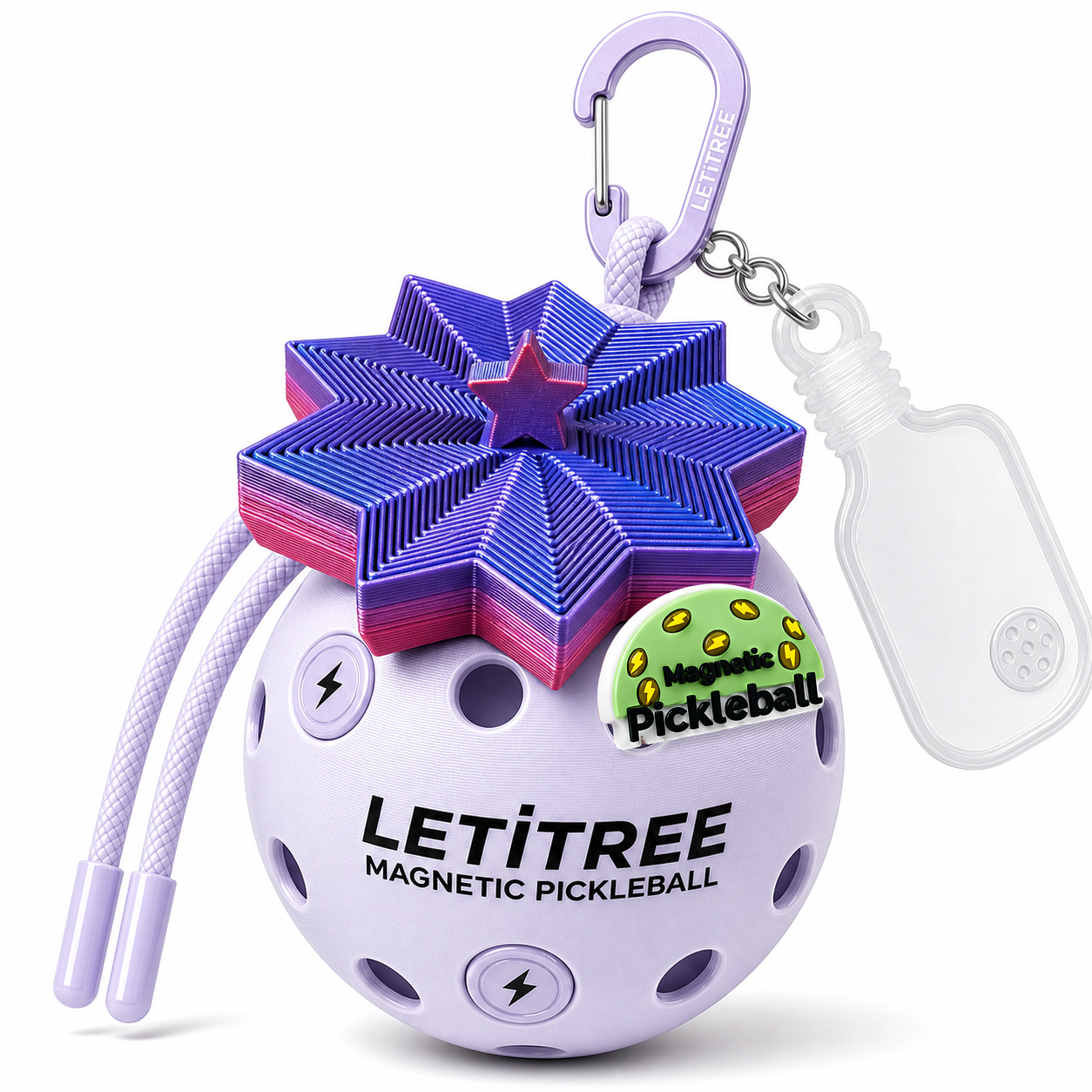 LETiTREE Magnetic Pickleball Keychain - Christmas Tree Tower Red Blue (CTT004)