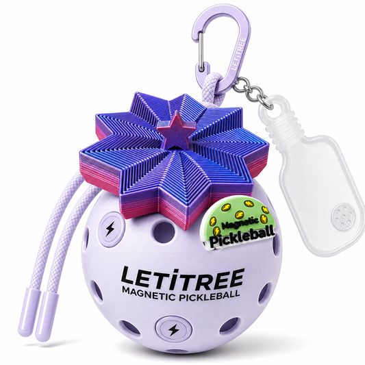 LETiTREE Magnetic Pickleball Keychain - Christmas Tree Tower Red Blue (CTT004)