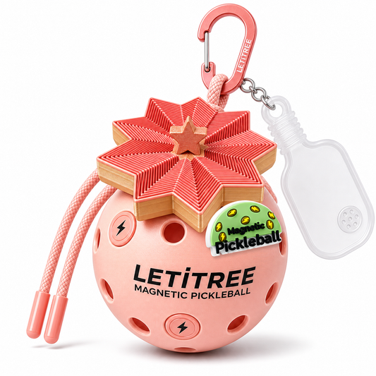 LETiTREE Magnetic Pickleball Keychain - Christmas Tree Tower Red Gold (CTT005)