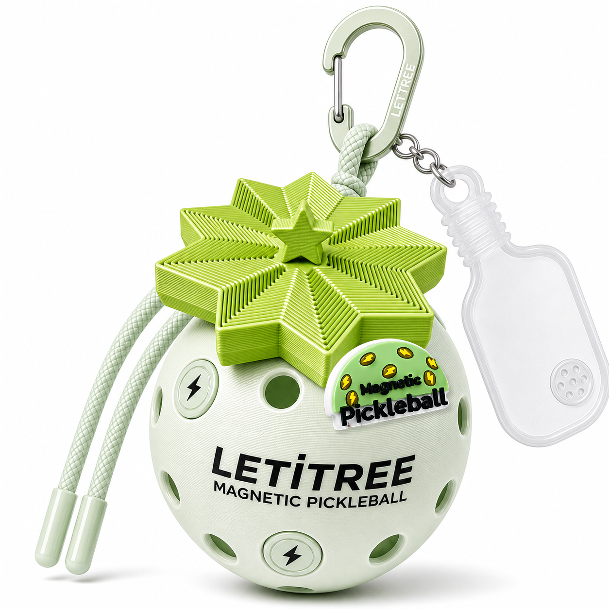 LETiTREE Magnetic Pickleball Keychain - Christmas Tree Tower Yellow Green (CTT007)