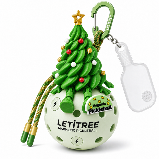 LETiTREE Magnetic Pickleball Keychain - Color Christmas Tree Boxed Finished (CXT001)