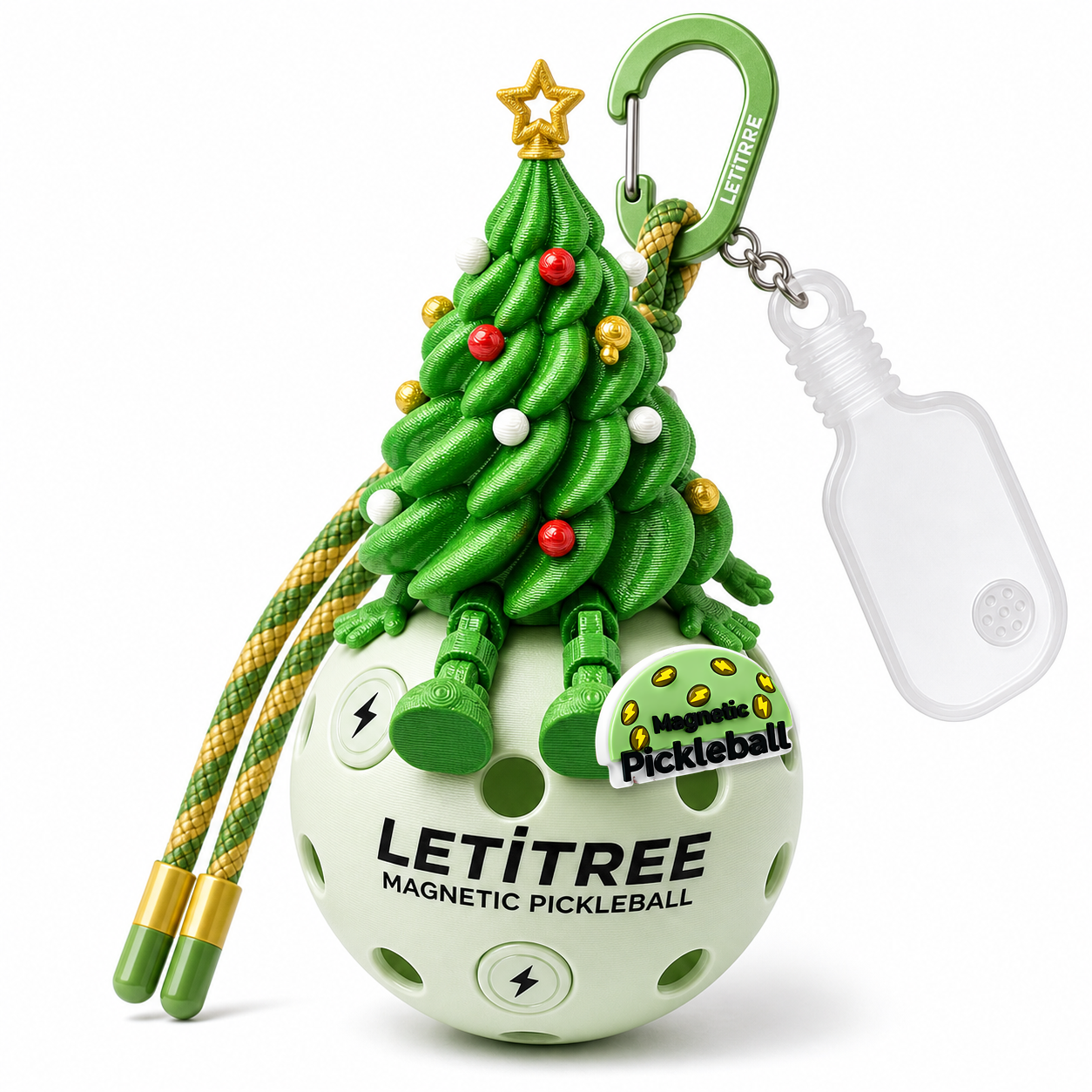 LETiTREE Magnetic Pickleball Keychain - Color Christmas Tree Finished (CXT002)