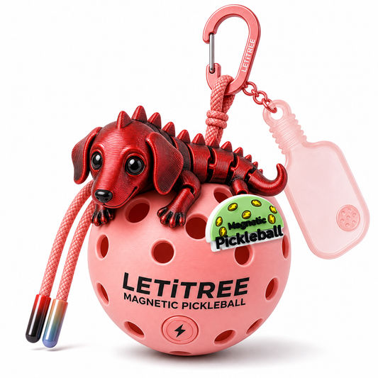 LETiTREE Magnetic Pickleball Keychain - Dinosaur Dachshund Dog Variant 02 (DDG002)