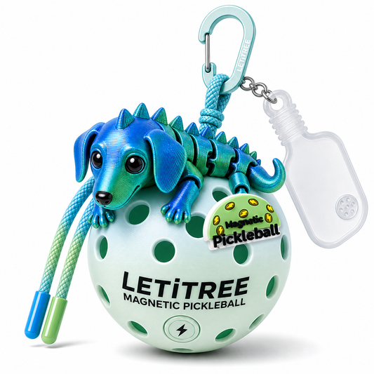 LETiTREE Magnetic Pickleball Keychain - Dinosaur Dachshund Dog Variant 03 (DDG003)