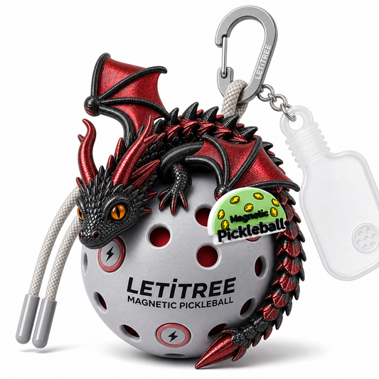 LETiTREE Magnetic Pickleball Keychain - Double Horn Dragon Black Red (DHD004)