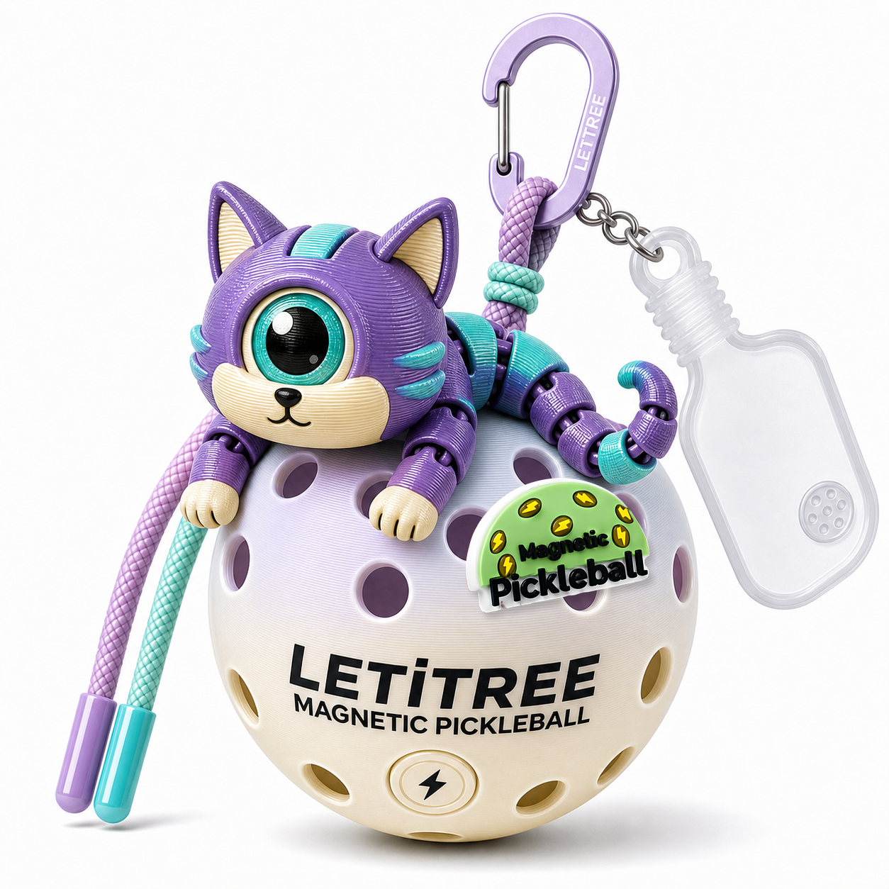 LETiTREE Magnetic Pickleball Keychain - Educational Articulated Charm Variant 11 (EDU011)