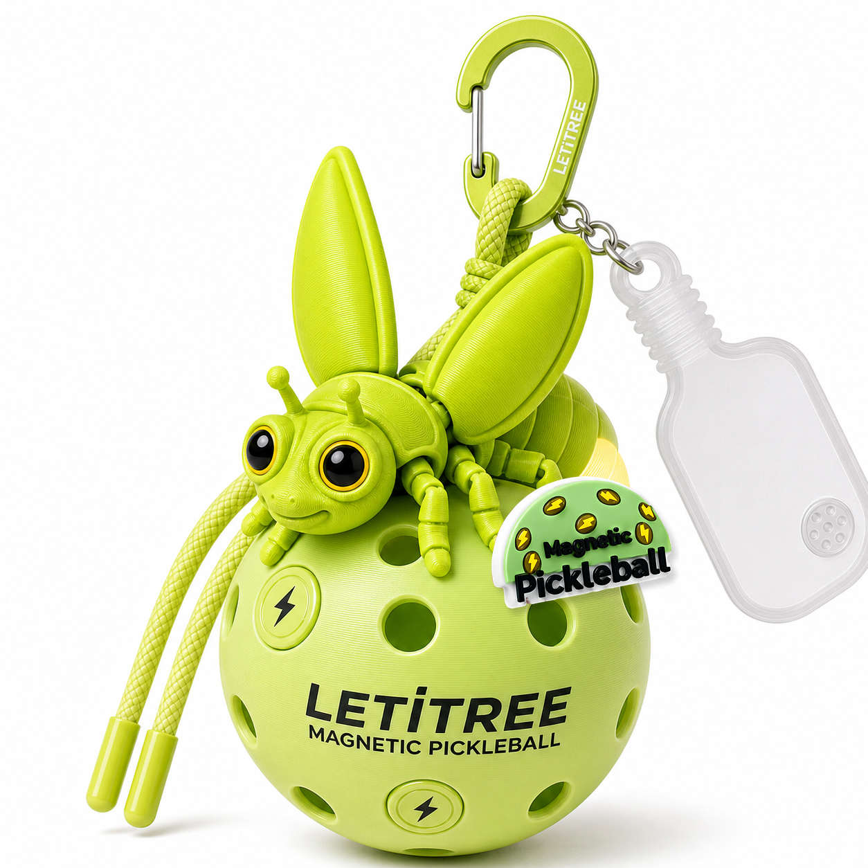 LETiTREE Magnetic Pickleball Keychain - Glow Firefly 10Cm 02 (FFL002)