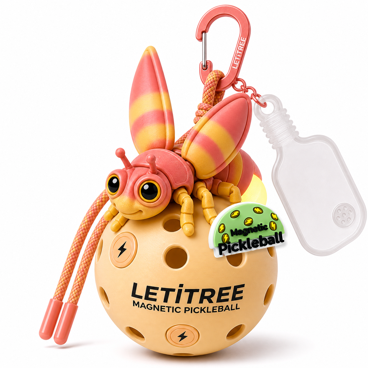 LETiTREE Magnetic Pickleball Keychain - Glow Firefly 10Cm 04 (FFL004)