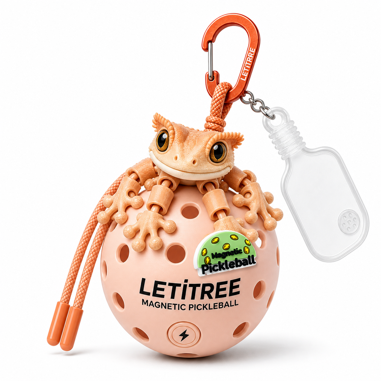 LETiTREE Magnetic Pickleball Keychain - Eyelash Gecko 16Cm 04 (GEK004)