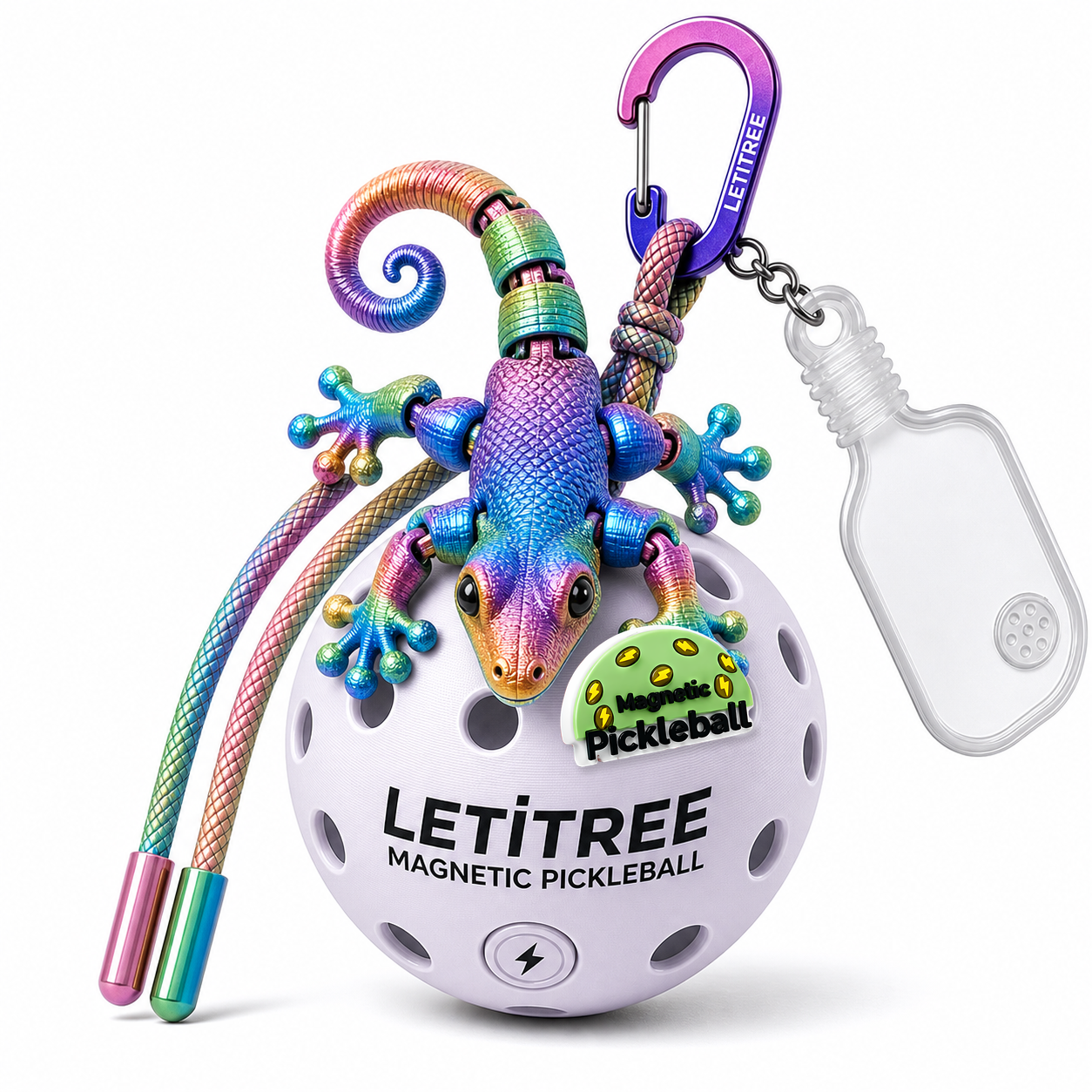 LETiTREE Magnetic Pickleball Keychain - Wall Gecko Variant 02 (GKO002)