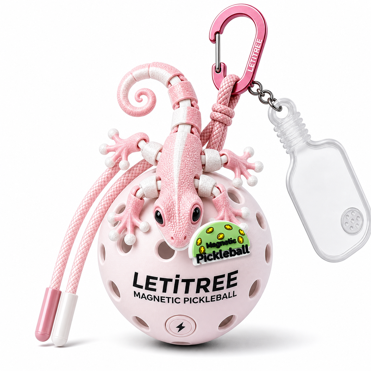LETiTREE Magnetic Pickleball Keychain - Wall Gecko Variant 03 (GKO003)