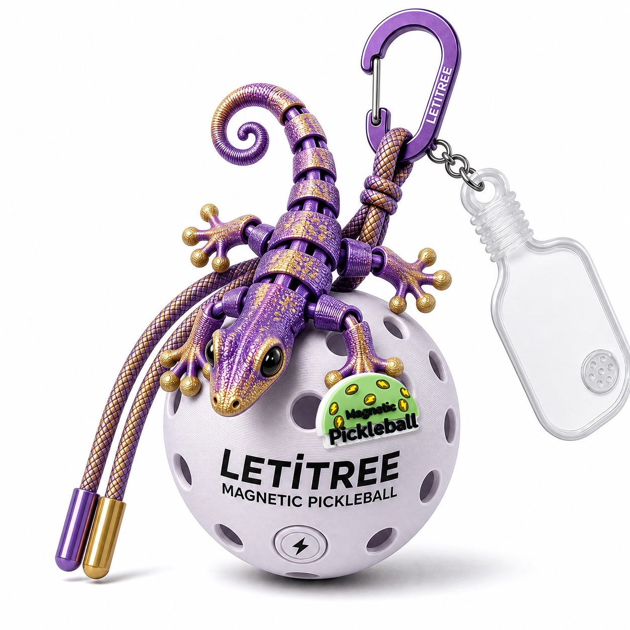 LETiTREE Magnetic Pickleball Keychain - Wall Gecko Variant 04 (GKO004)