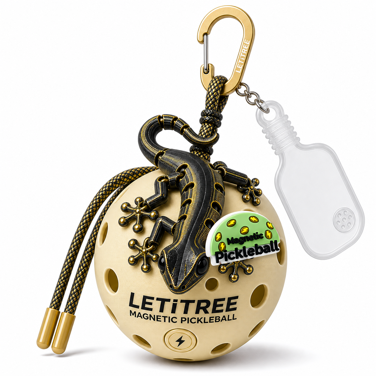 LETiTREE Magnetic Pickleball Keychain - Wall Gecko Variant 10 (GKO010)