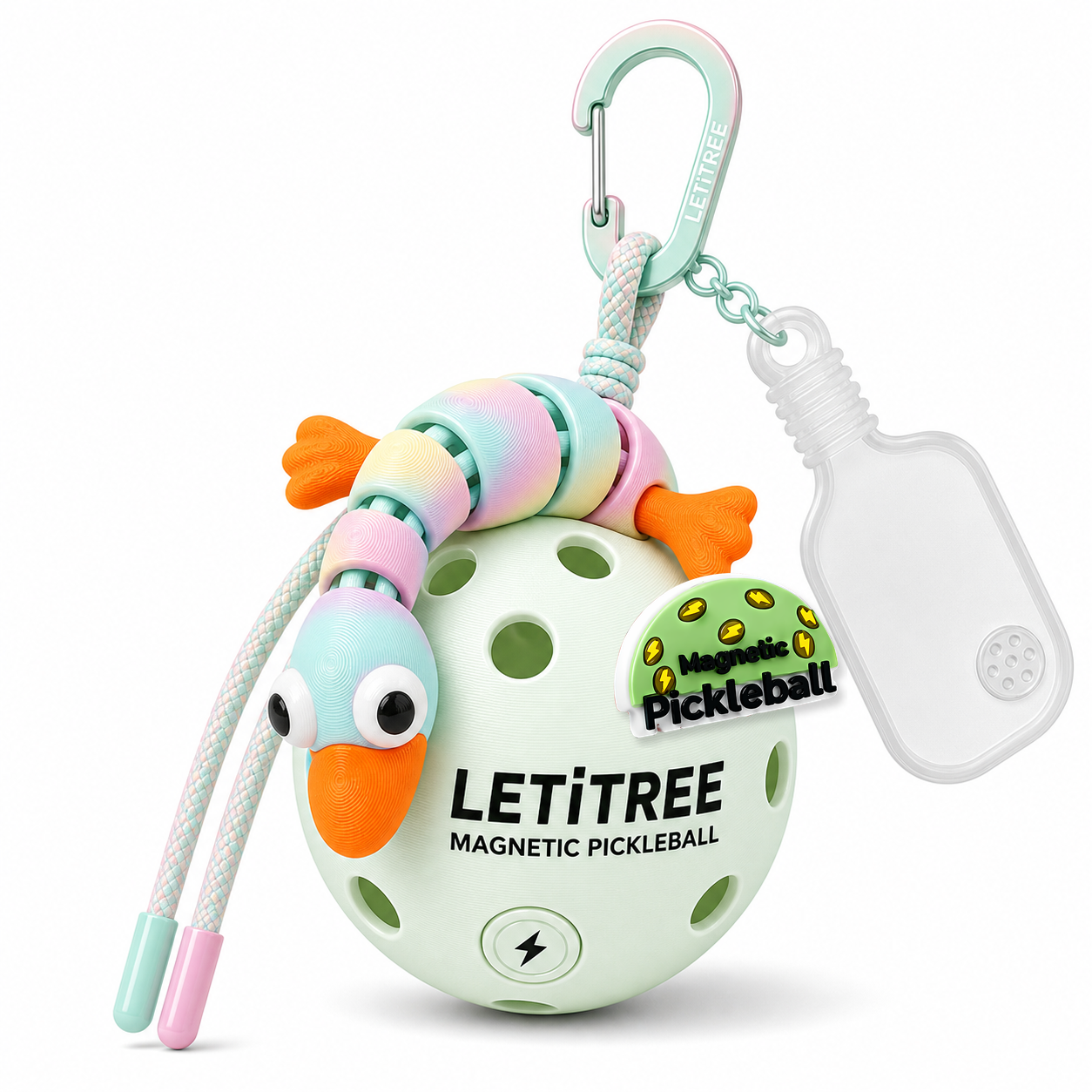 LETiTREE Magnetic Pickleball Keychain - Big Eye Goose Matte Rainbow (GOO003)
