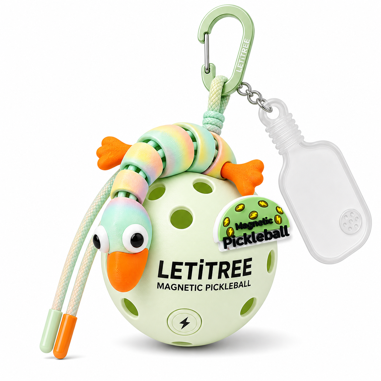 LETiTREE Magnetic Pickleball Keychain - Big Eye Goose Luminous Rainbow Day (GOO006)