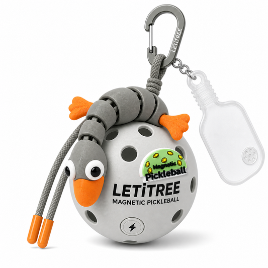 LETiTREE Magnetic Pickleball Keychain - Big Eye Goose Moon Rock Gray (GOO008)